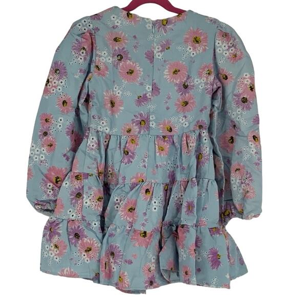 Bardot Junior Size 8 Blue Ella Broderie Dress Floral Embroidered Tiered I28-1 - Picture 3 of 10